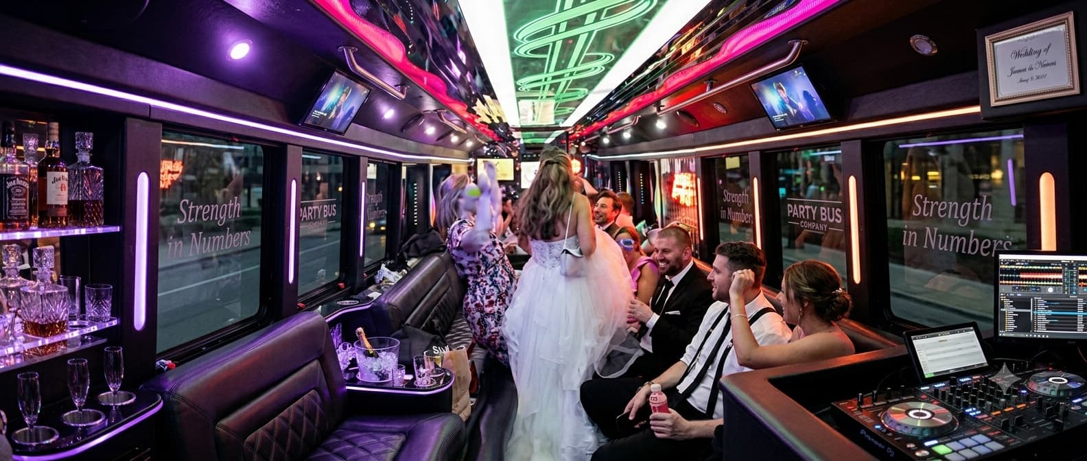 Wedding transportation service in Charlotte NC with white stretch limousine