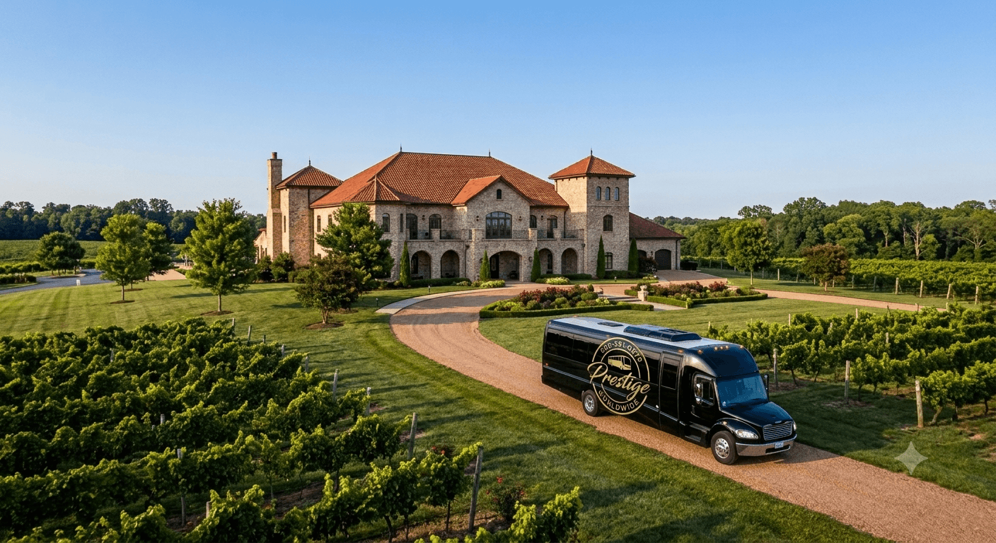 Luxury wine tour transportation with chauffeured vehicle at North Carolina vineyards